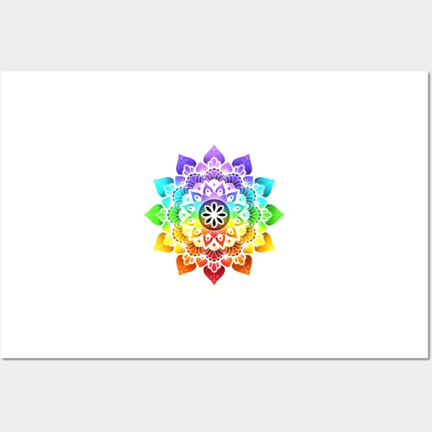 Mandala of Chakras in the 7 colors of the rainbow n°2 Wall Art by AudreyJanvier